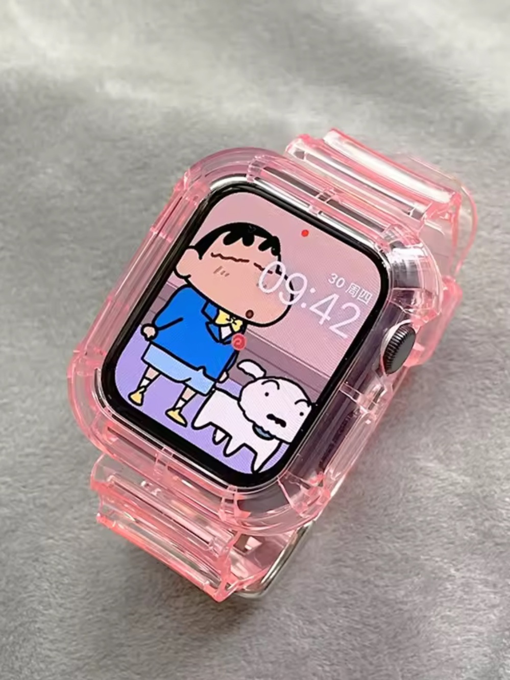 Clear Pink Protective Apple Watch Case with Strap 38-49mm